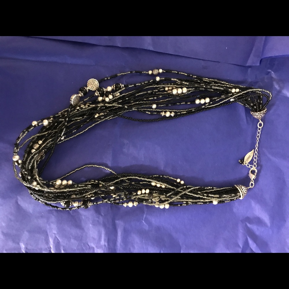 Coldwater creek necklace blackbeaded multistrand.